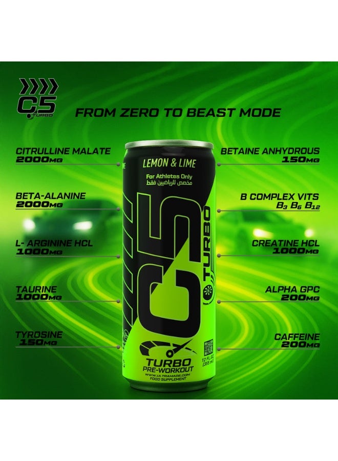 C5 Turbo Energy Drink 355ml – Lemon & Lime (Pack of 12) - Image 3